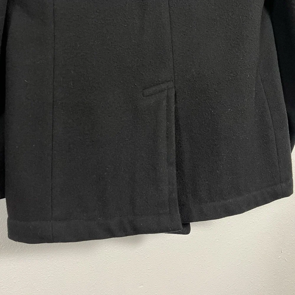 Mens Black Double Breasted Wool‎ Peacoat Military Style Gold Buttons 34S
